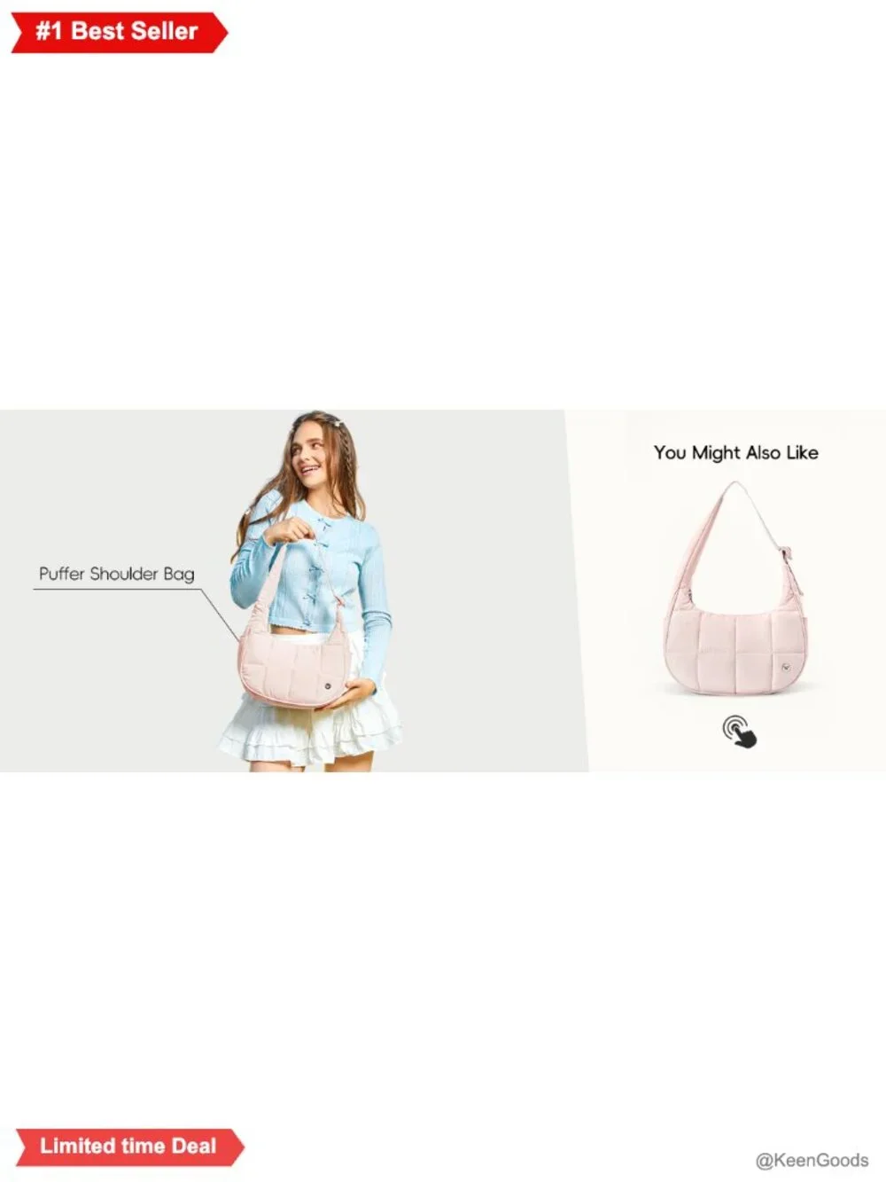 Small Puffer Crescent Bag Nylon Shoulder Bag Quilted Puffy Purse